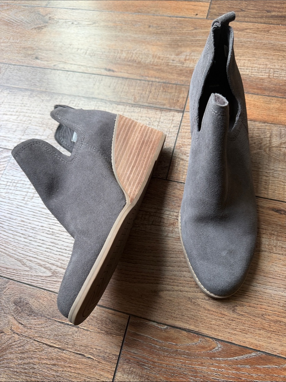 TOMS Gray Suede Ankle Booties